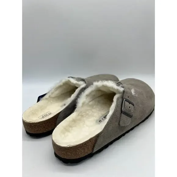 Birkenstock Boston Shearling Stone Coin Suede Leather Men's Size 12 New
